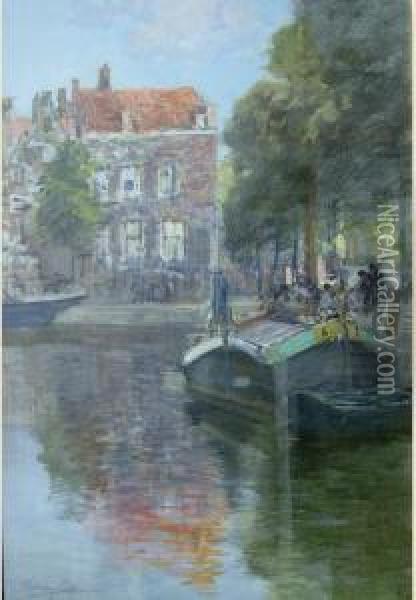 Canal View Oil Painting - Francis Hopkinson Smith