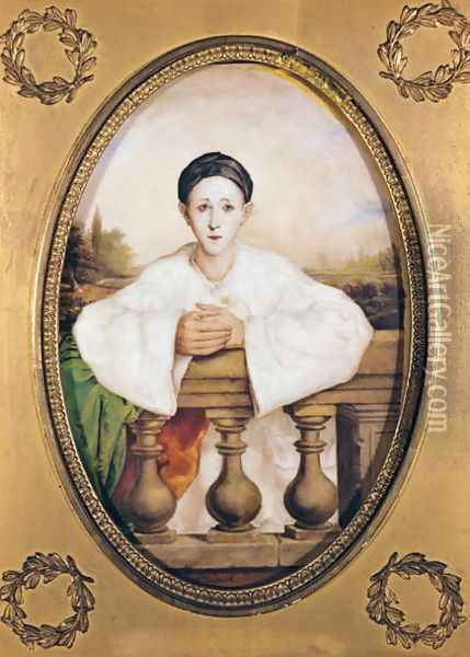 Portrait of Gaspard Deburau 1796-1846 as Pierrot, c.1815 Oil Painting - A. Trouve