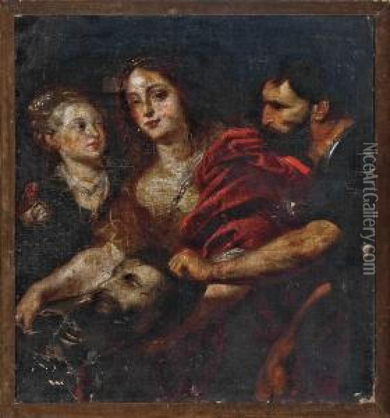 Salome With The Head Of Saint John The Baptist Oil Painting - Tiziano Vecellio (Titian)