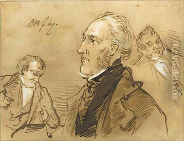 A collection of twelve drawings, pencil, black and red chalk and brush and brown ink depicting portraits, genre scenes and figure studies Oil Painting - Joseph Bles
