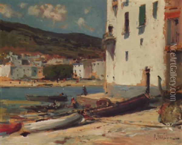 Puerto De Cadaques Oil Painting - Eliseo Meifren y Roig