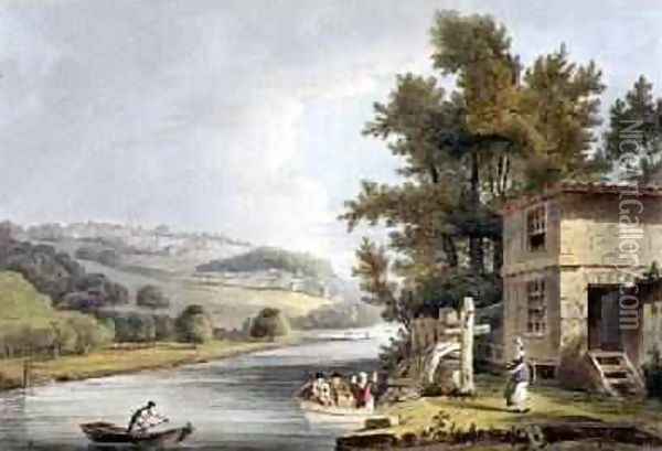 Old Ferry from Bath Illustrated by a Series of Views Oil Painting - John Claude Nattes
