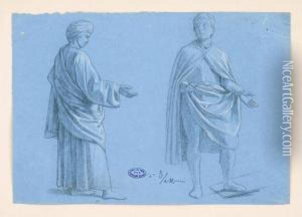 Due Figure Maschili Panneggiate Oil Painting - Cesare Mariani