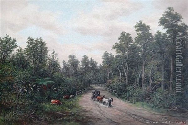 Awahuri Road, Fielding Oil Painting - William George Baker