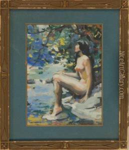 Nude In A Landscape Oil Painting - Ben Foster