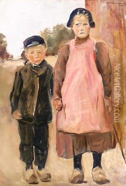 Boy And Girl On The Village Road Oil Painting - Max Liebermann