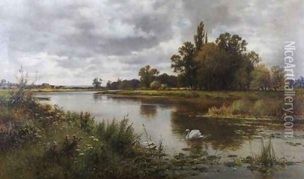 The Thames near Laleham Ferry Oil Painting - Alfred Glendening