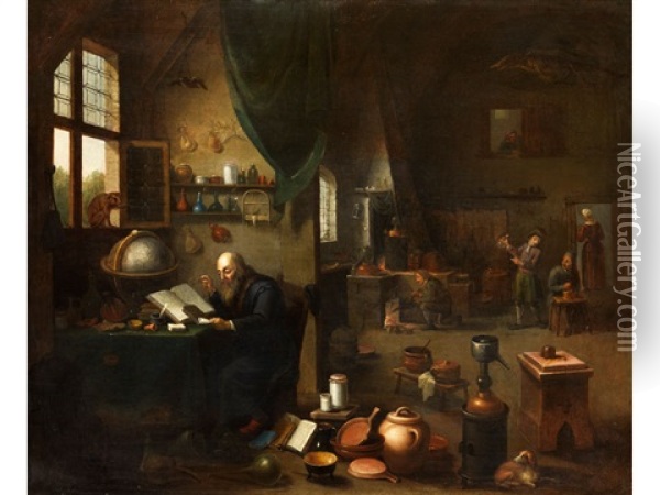 Im Studierzimmer Des Gelehrten Oil Painting - Egbert van Heemskerck the Elder