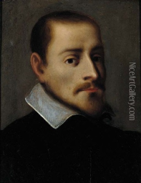 Portrait Of A Gentleman In A Black Doublet Oil Painting - Scipione Pulzone