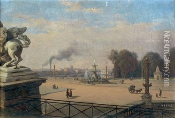 Paris, Vue De La Place De La Concorde Oil Painting - Francois Antoine Leon Fleury