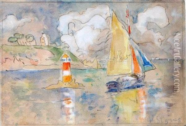 Sailing Boat Off The Coast Oil Painting - Paul Signac