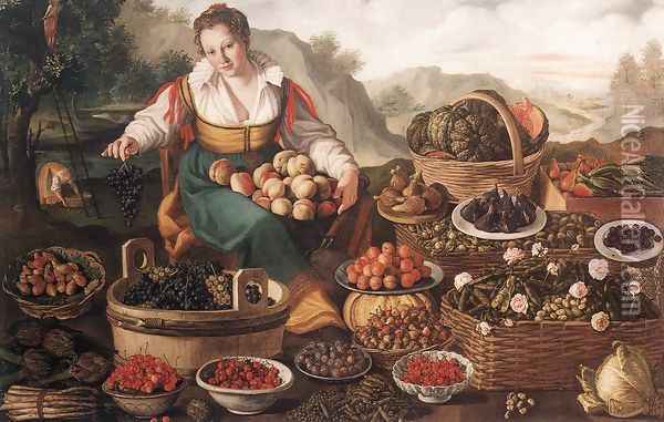 The Fruit Seller c. 1580 Oil Painting - Vincenzo Campi
