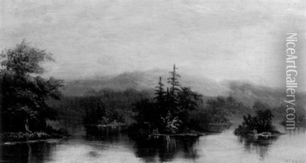 The Lake At Dawn Oil Painting - William Merritt Post