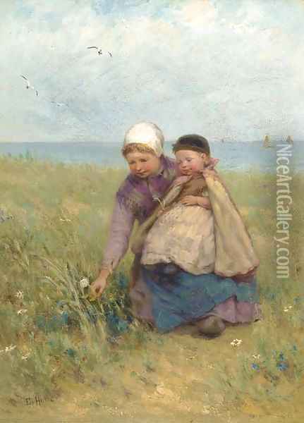 Gathering wild flowers Oil Painting - Edith Hume