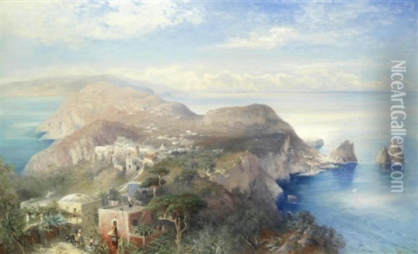 A Panorama Of Capri Oil Painting - Heinrich Hiller