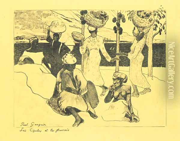 Les Cigales et les Fourmis - Souvenir de la Martinique Oil Painting - Paul Gauguin