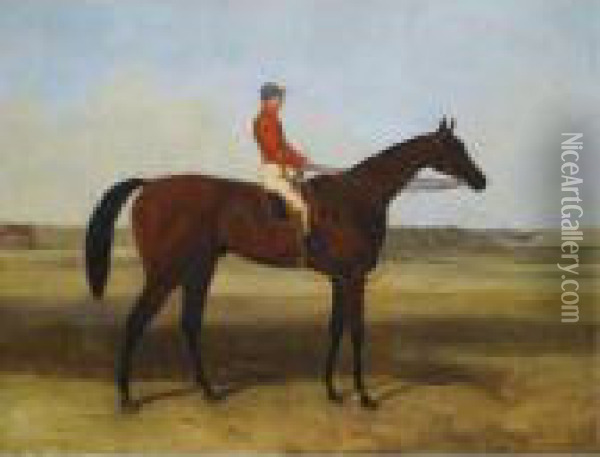 The Pretender With John Osborne Up At Newmarket Heath Oil Painting - Harry Hall