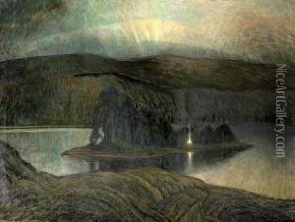 Nordisk Sommarnatt Oil Painting - Axel Zachrison