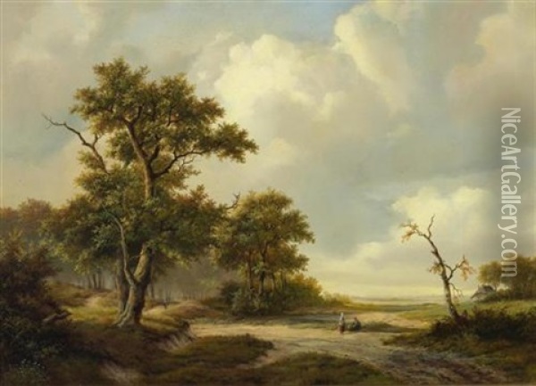 Landschaft Mit Grosser Eiche Und Personen Oil Painting - Willem De Klerk