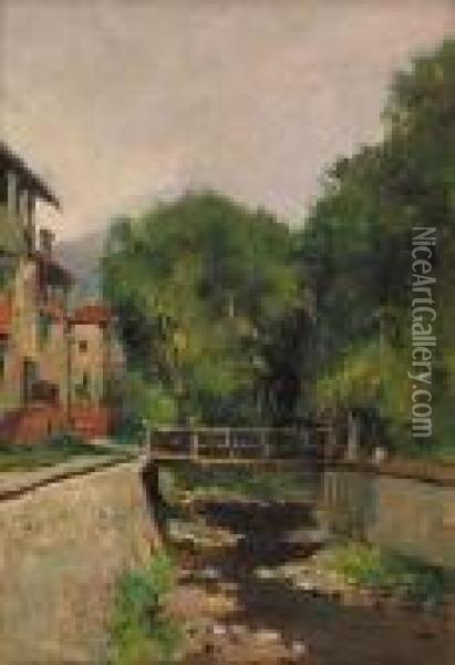 Ponticello Sul Canale Oil Painting - Giovanni Colmo