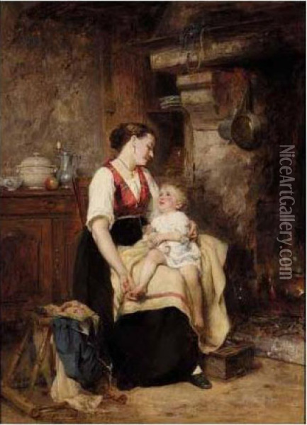 The Bedtime Story Oil Painting - Leon Caille