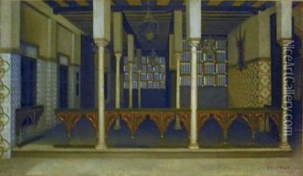 Interieur A Constantine Oil Painting - Auguste Bouchet