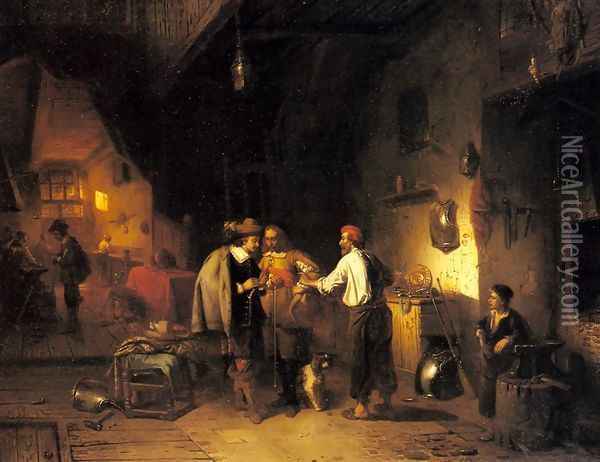The Armor Shop Oil Painting - Adrien Ferdinand de Braekeleer