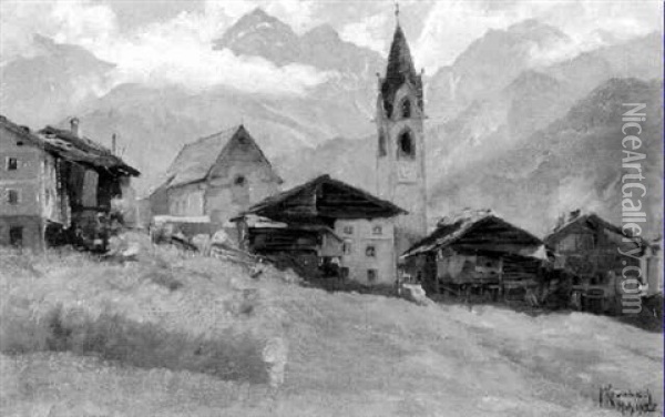 Dorf Im Gebirge Oil Painting - Paul Peter (Max) Krombach