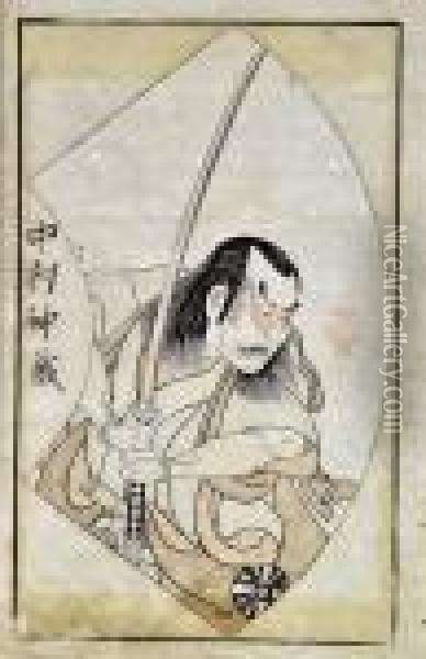 Schauspielerals Samurai, Blatt Wohl Aus Ehon Butai Oil Painting - Katsukawa Shunsho