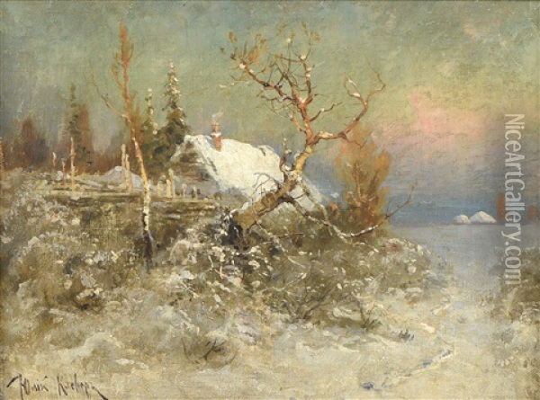 Paysage D'hiver Oil Painting - Yuliy Yulevich Klever the Younger