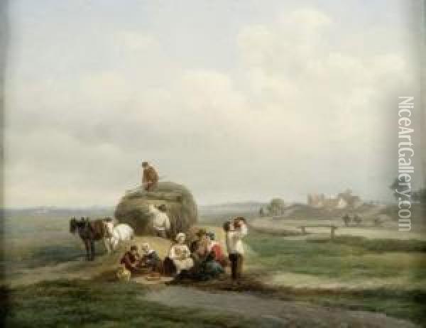 Le Repos Pendant Les Moissons Oil Painting - Hendrik Adolf Schaep