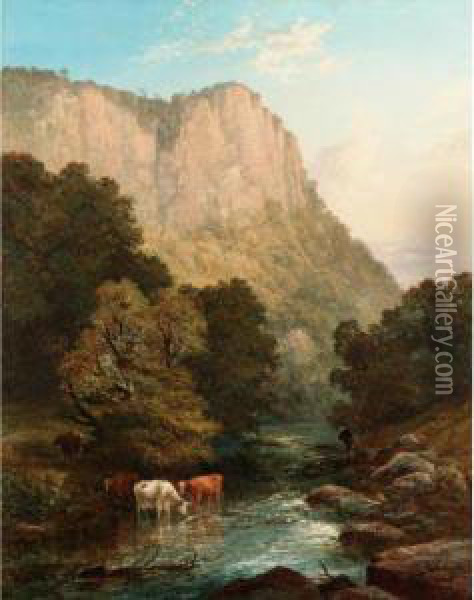 High Tor, Matlock Oil Painting - Thomas Strong,lt.Col Seccombe