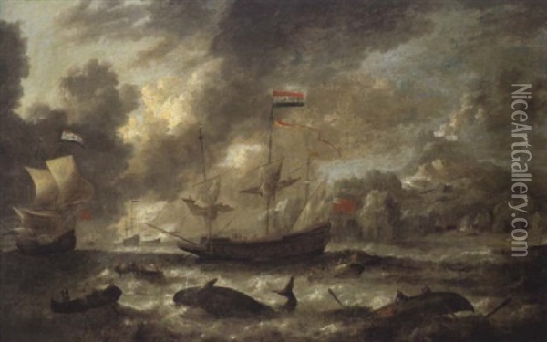 Hollandischer Walfanger Im Eismeer Oil Painting - Bonaventura Peeters the Elder