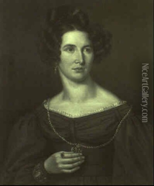 Brustportrat Einer Vornehmen Dame Mit Aufgestecktem Haar Oil Painting - Joseph Anton Rhomberg
