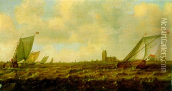 Marine Vue De Dordrecht Oil Painting - Willem van Diest