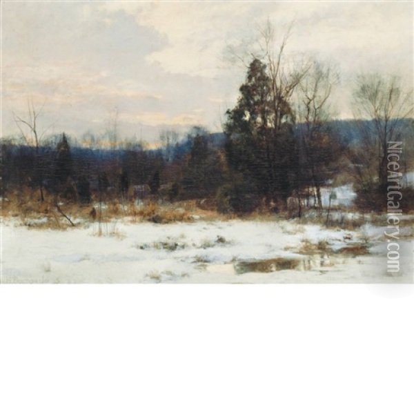 Winter Sunset Oil Painting - Hugh Bolton Jones