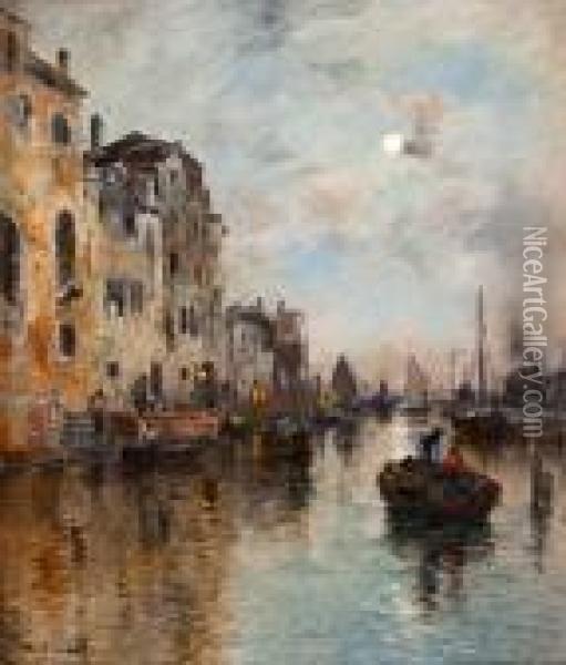 Venetian Channel Scene Oil Painting - Wilhelm von Gegerfelt