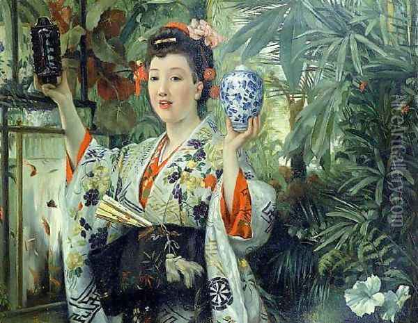 The Japanese Vase Oil Painting - James Jacques Joseph Tissot