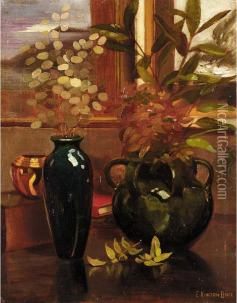 Still Life With Autumn Flowers Oil Painting - Edward Kington Brice
