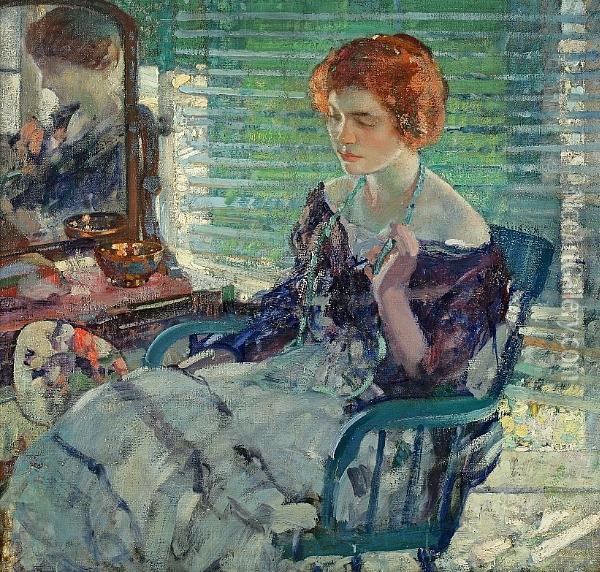 Seated Lady With Red Hair Oil Painting - Richard Emile Miller