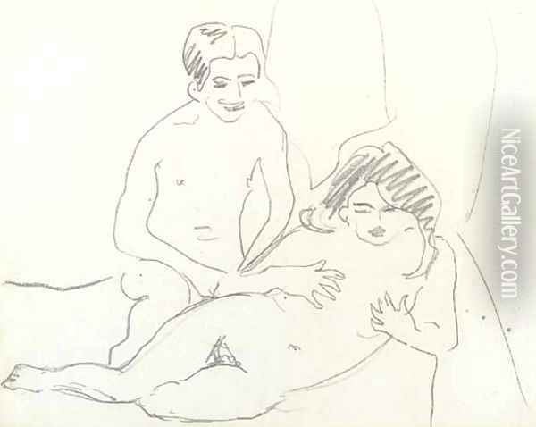 Nacktes Liebespaar Oil Painting - Ernst Ludwig Kirchner