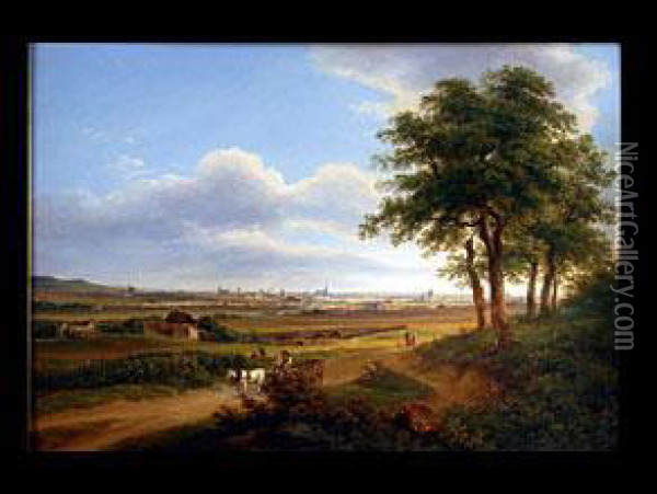 Weite Landschaft Mit Dem Weichbild Der Stadt Wien Oil Painting - Joseph Mossmer