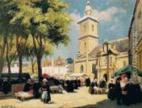 Le Marche Dauray Oil Painting - Henri Alphonse Barnoin