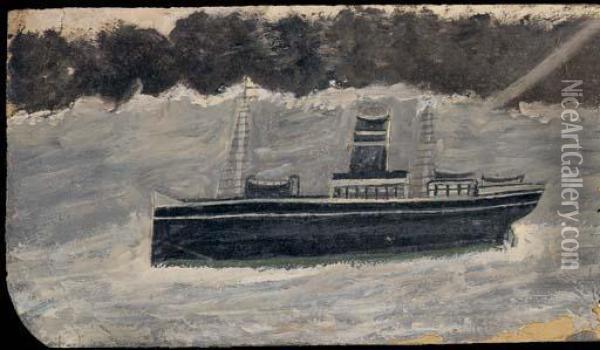 Steam Boat Along The Coast Oil Painting - Alfred Wallis