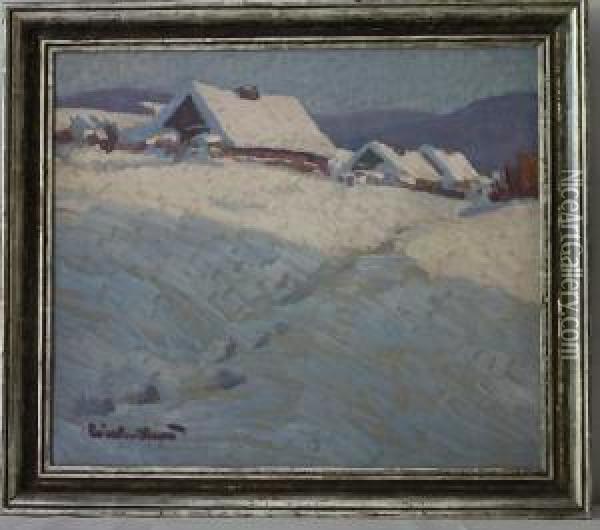 Verschneiter Harzort Oil Painting - Karl Reinecke-Altenau