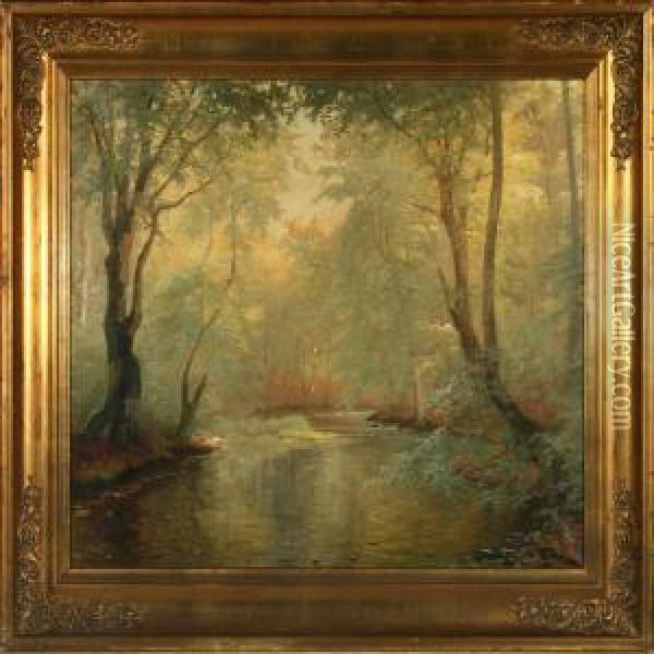 Forest Scenery With Astream Oil Painting - Peter Busch