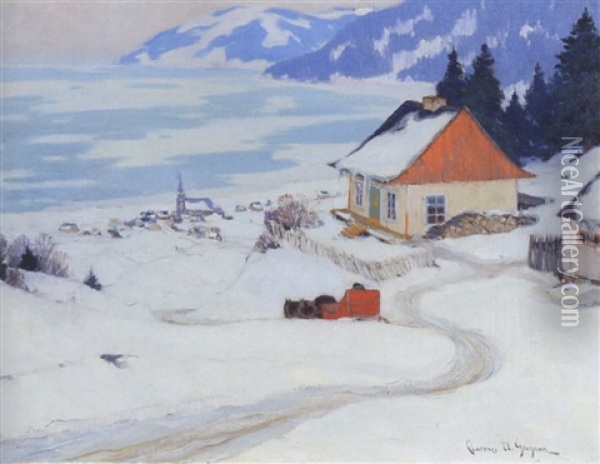 Landscape At Baie St. Paul Oil Painting - Clarence Alphonse Gagnon