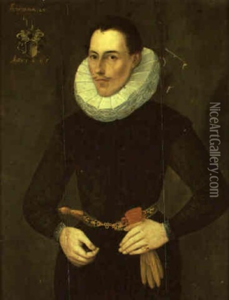 Portrait Of A Gentleman Wearing A Black Tunic Oil Painting - Pieter Pietersz the Younger