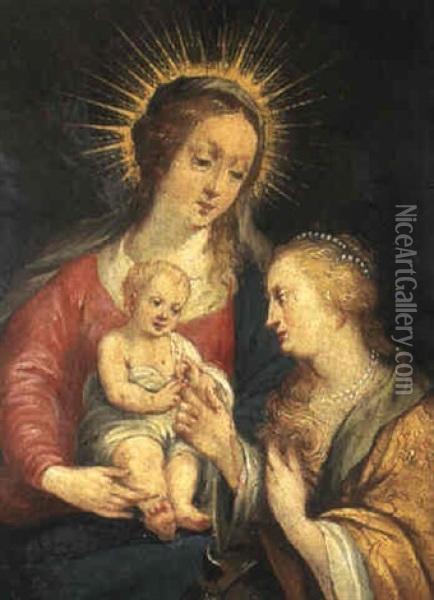 Le Mariage Mystique De Sainte Catherine Oil Painting - Abraham van Diepenbeeck