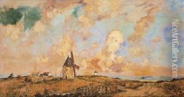 Paysage Au Moulin Oil Painting - Ernest Vauthrin